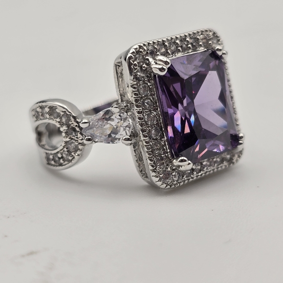 Sterling Silver Amethyst CZ Ring